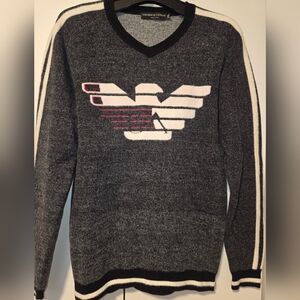 Emporio Armani Gray V-Neck Men's Sweater Sz L